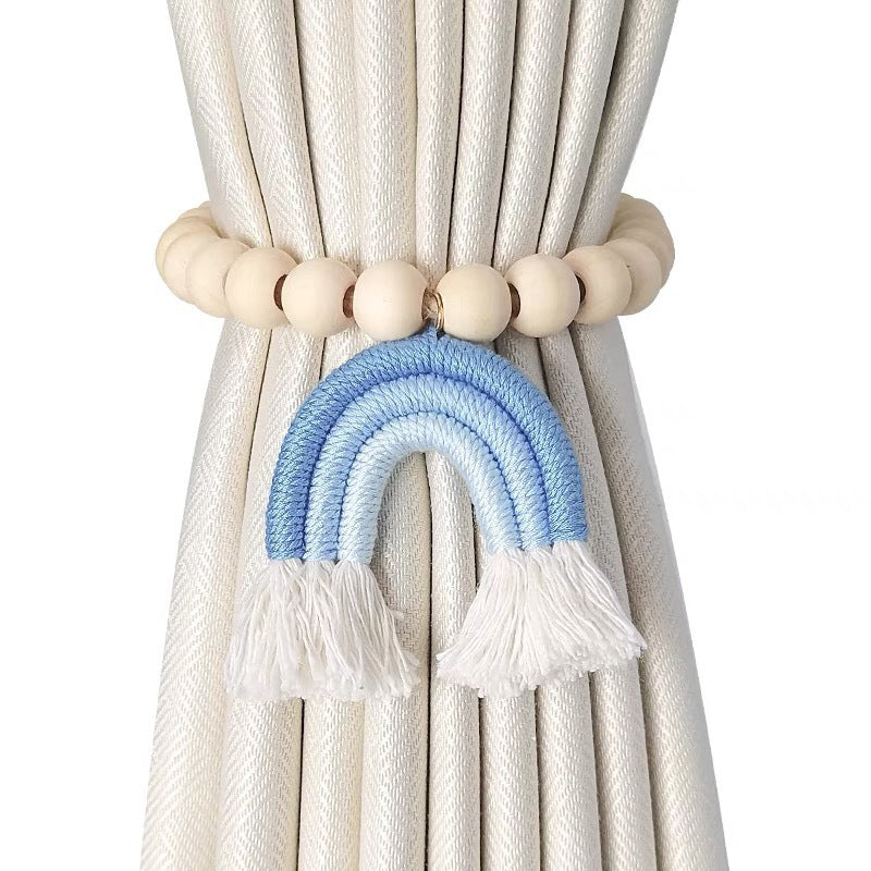 Punch-free rainbow tassel curtain tie