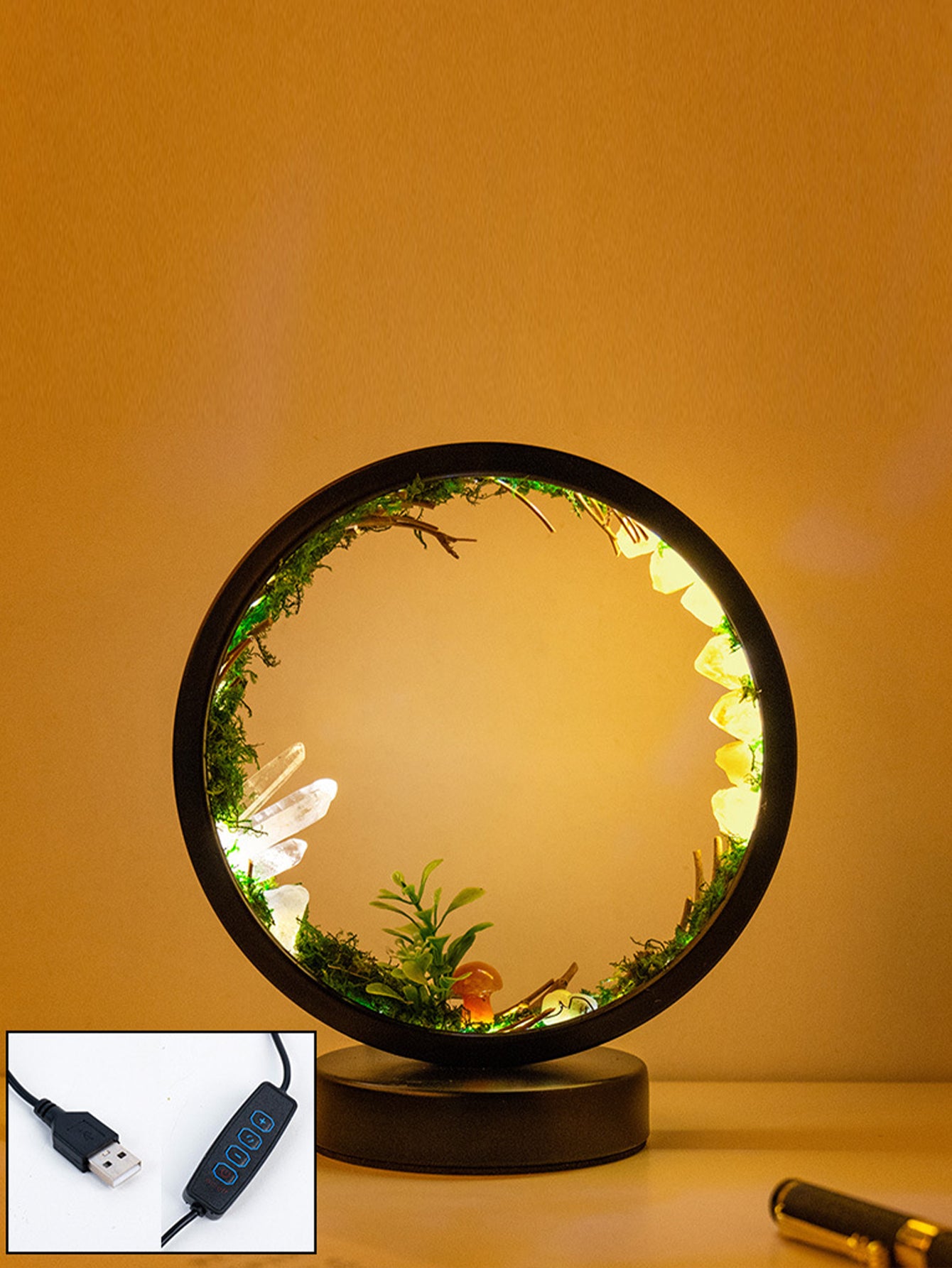 Natural crystal stone forest atmosphere night ligh