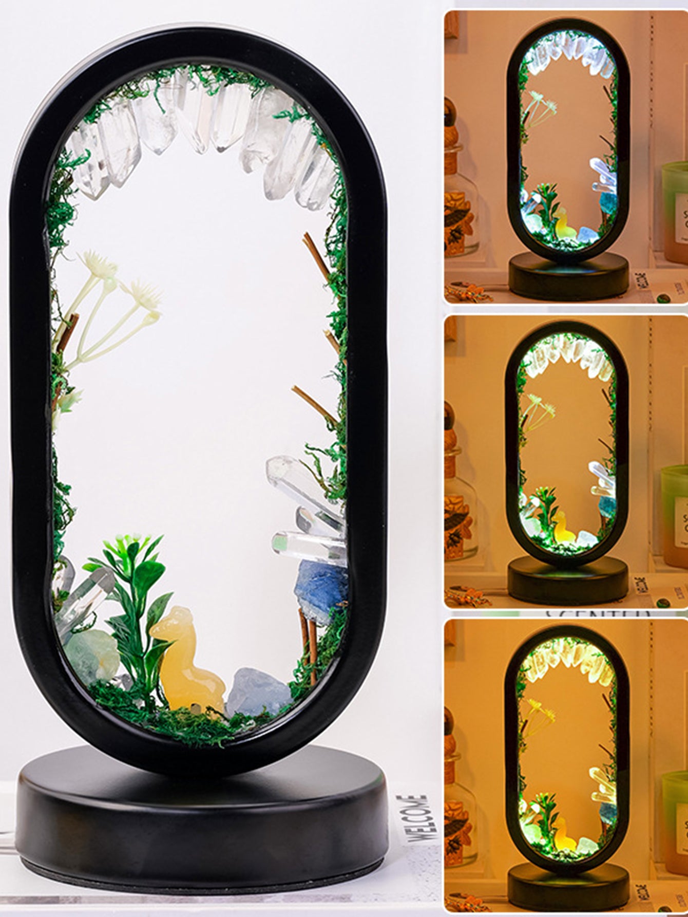 Natural crystal raw stone forest mushroom lamp