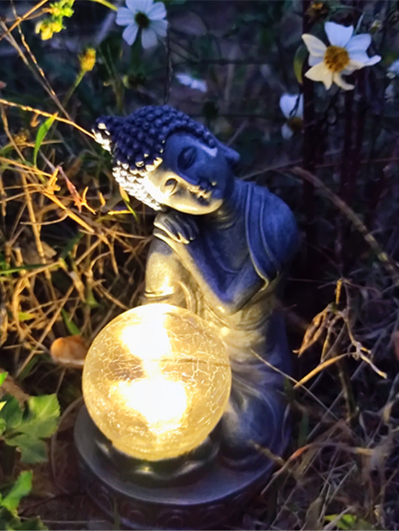 Resin Buddha Statue Solar Lamp