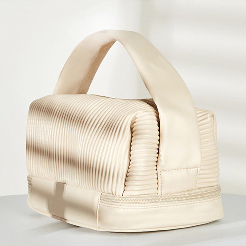 Simple pleated PU wash bag