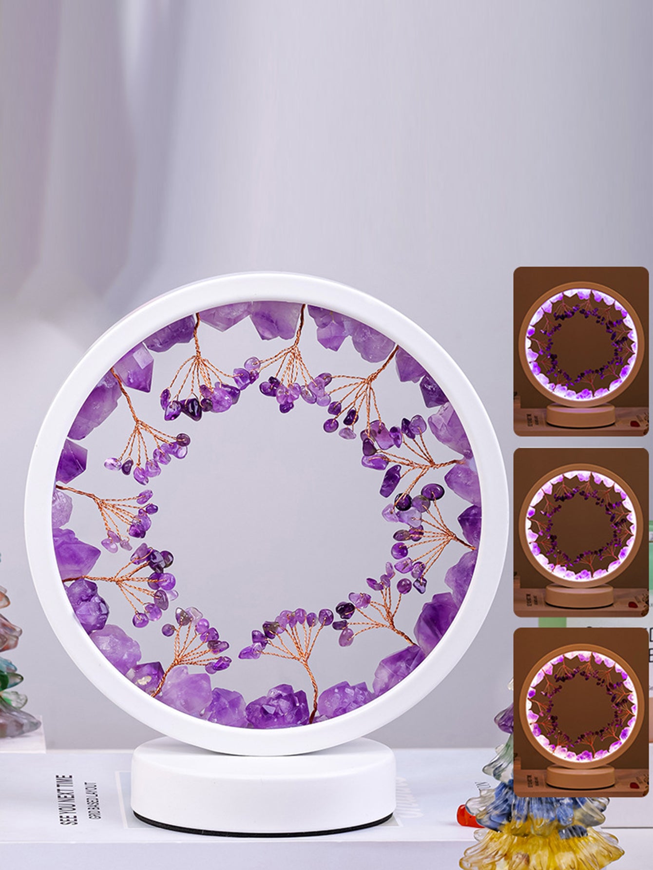 Natural crystal raw stone night light