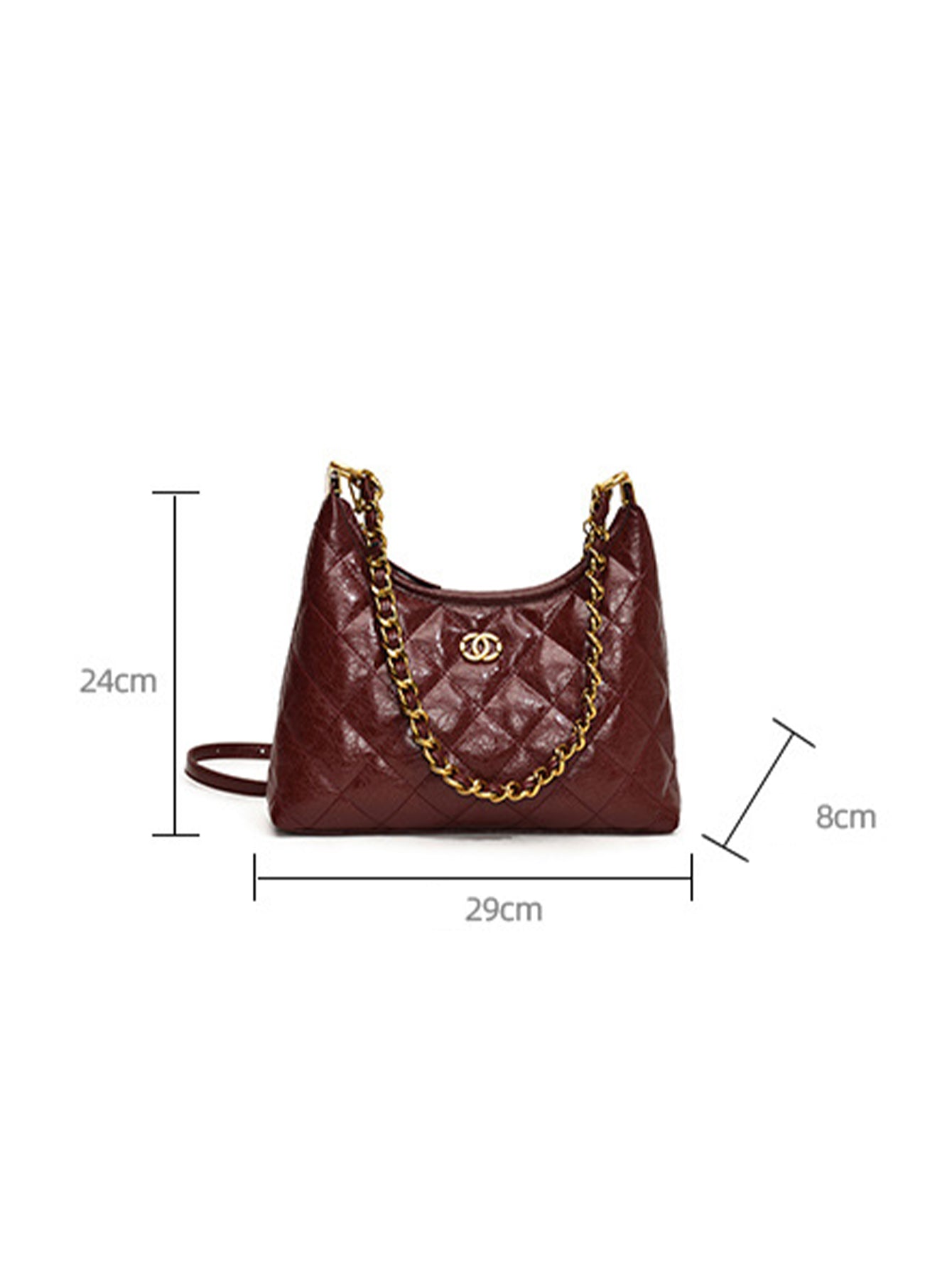 Waxed leather diamond chain bag