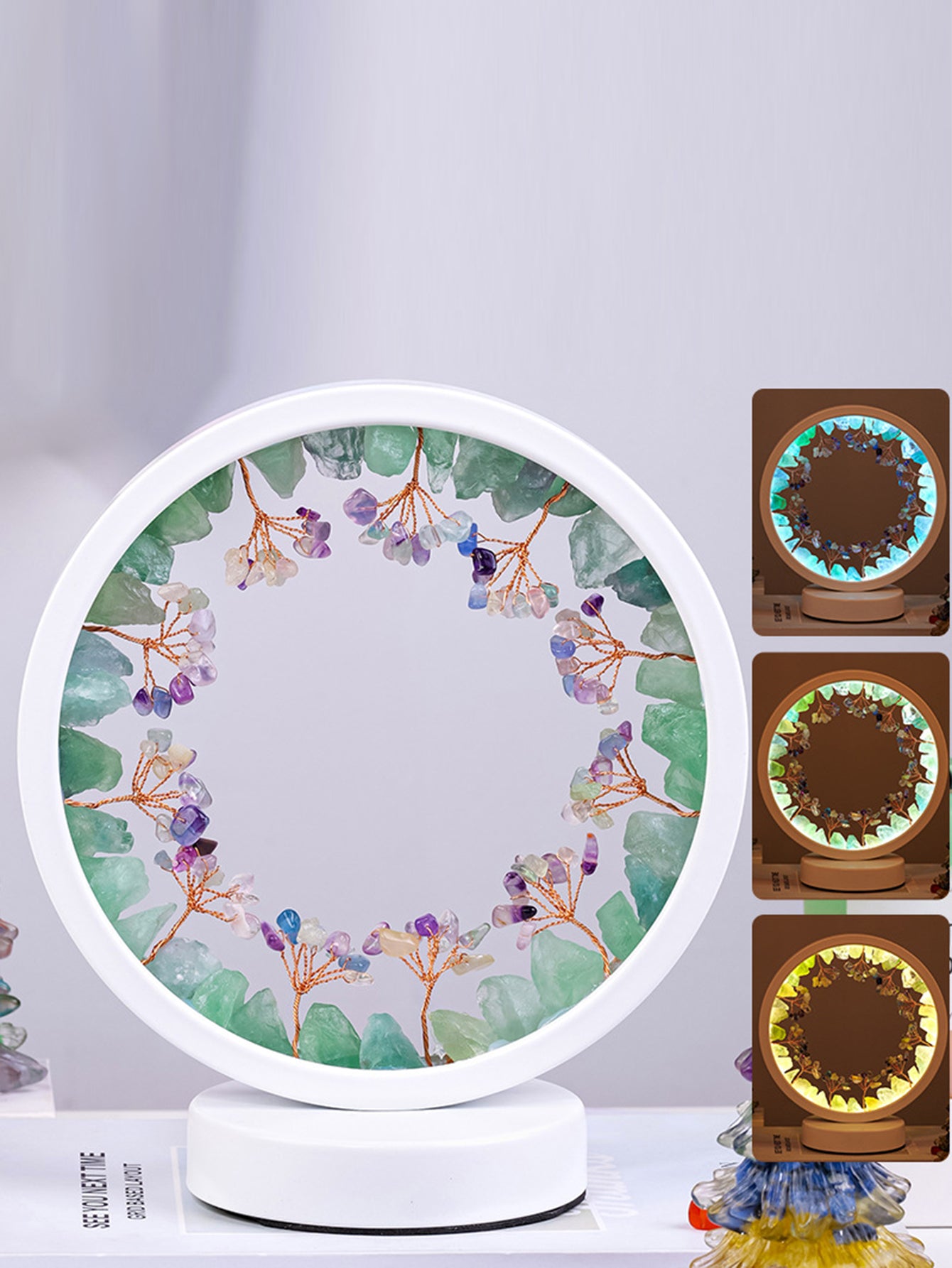 Natural crystal raw stone night light