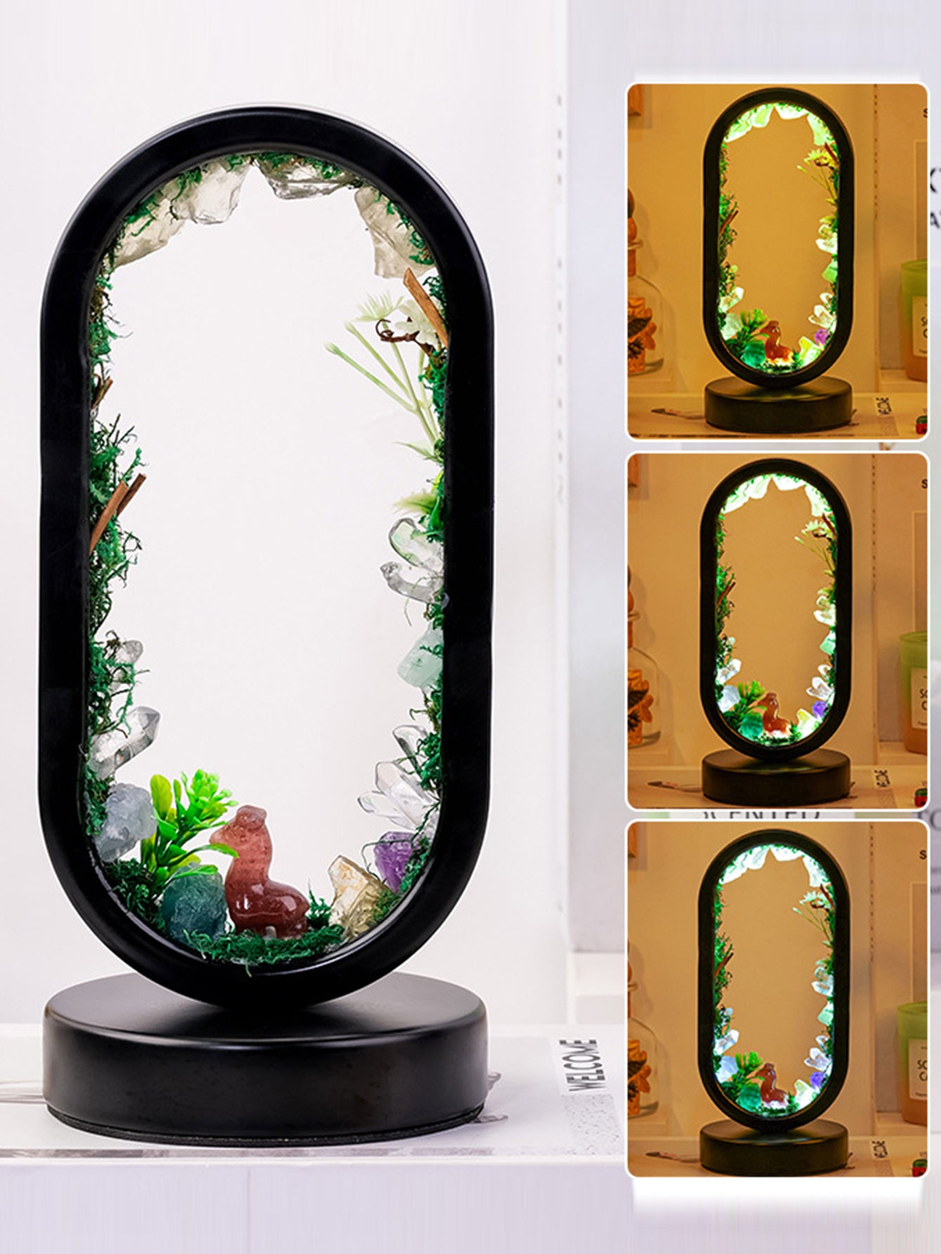 Natural crystal raw stone forest mushroom lamp