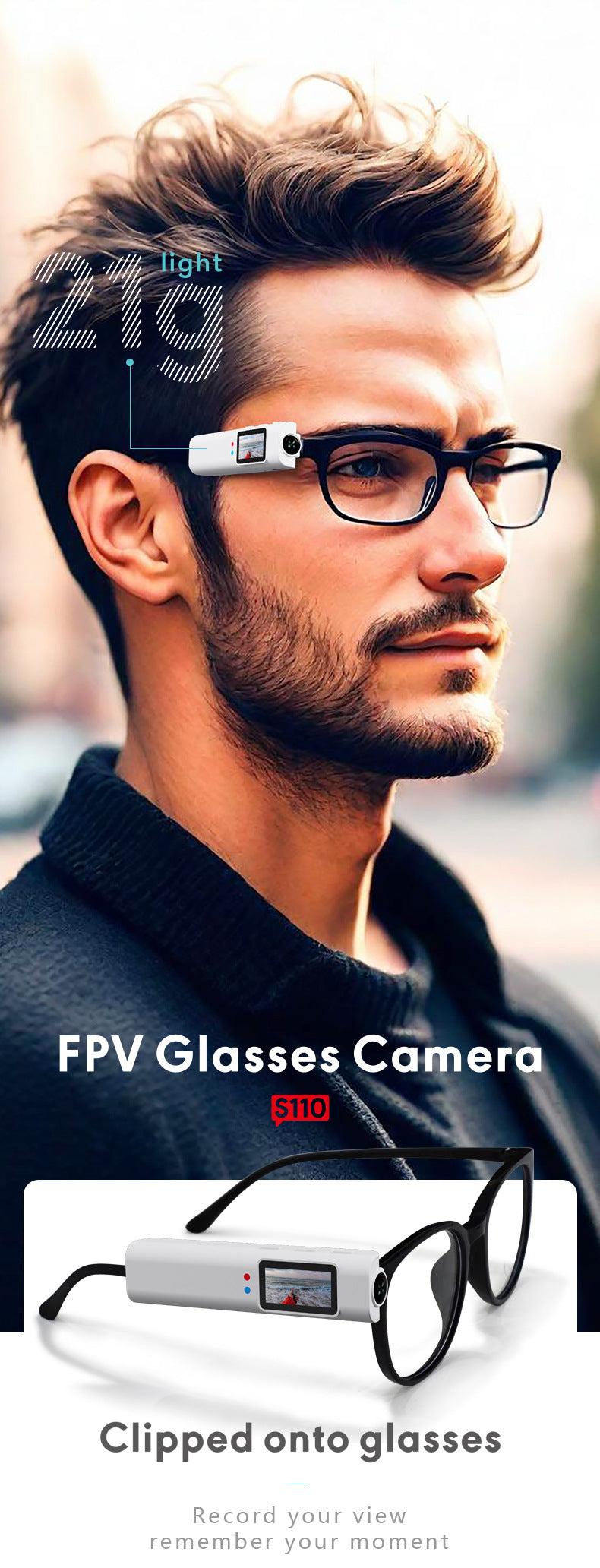 Glasses Sports Camera 1080P HD