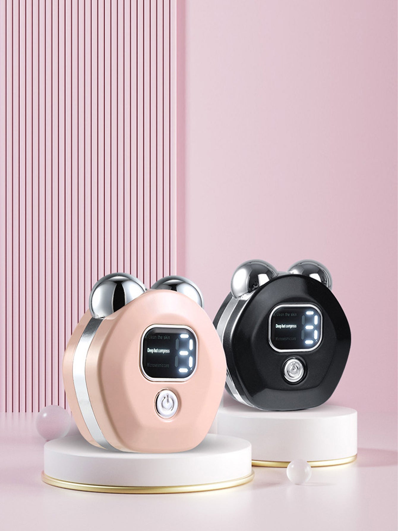 Multifunctional double ball roller microcurrent beauty instrument