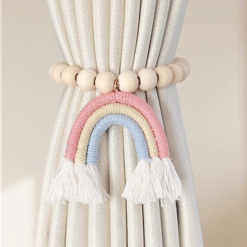 Punch-free rainbow tassel curtain tie