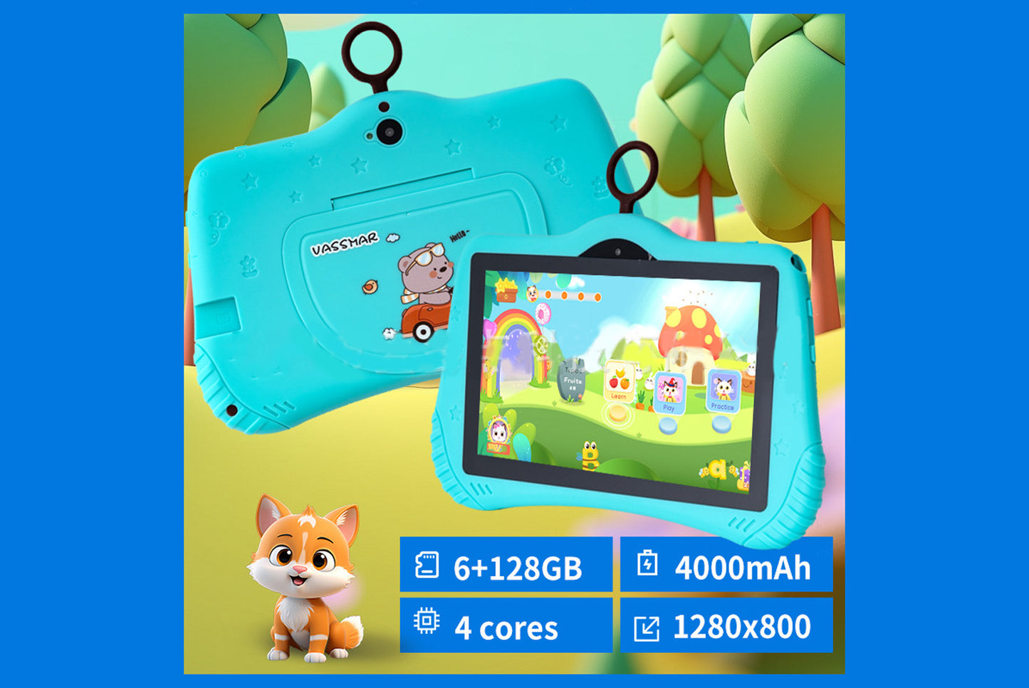 7-inch Kids' Tablet | Shockproof and Explosion-Proof | Android 7.0