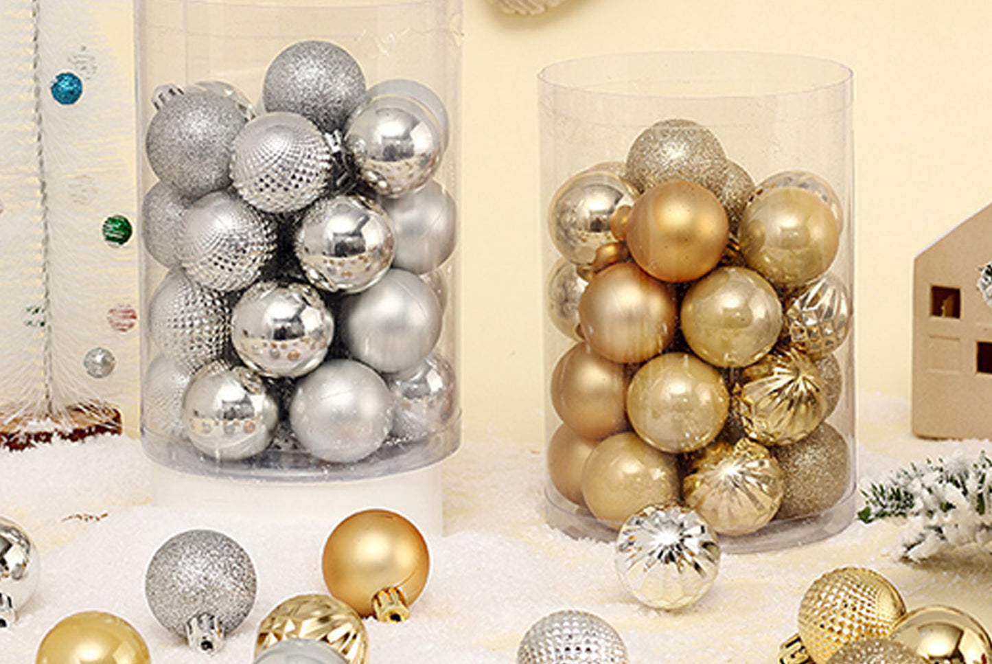 **4cm/34 pcs Tube of Special-Shaped Christmas Balls**