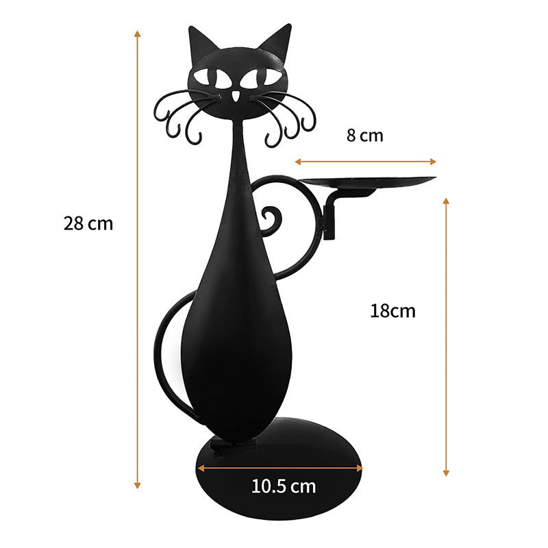 Vintage Black Cat Candlestick Ornament