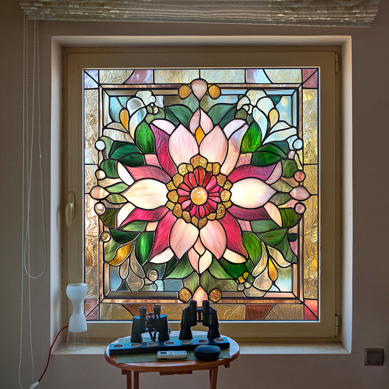 Colorful flower static glass sticker