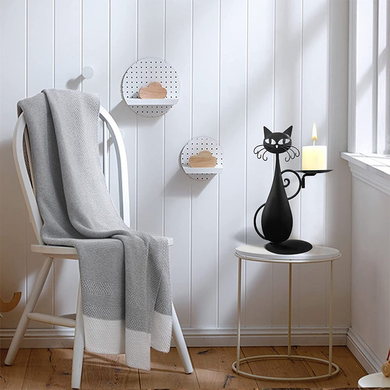Vintage Black Cat Candlestick Ornament