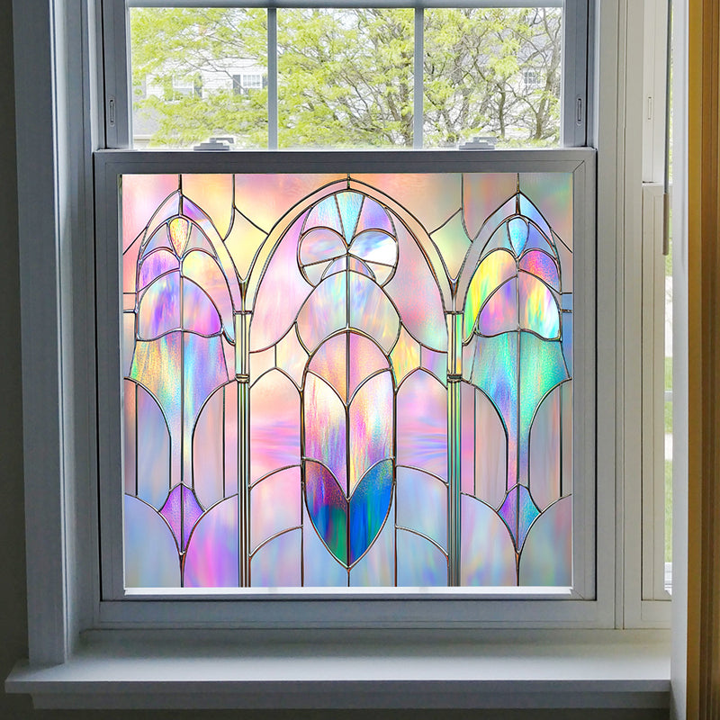 Colorful flower static glass sticker
