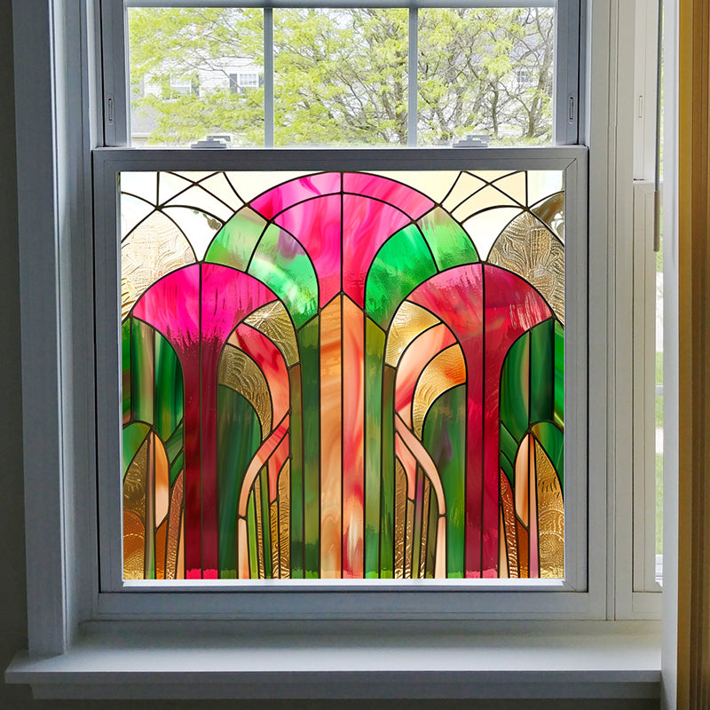 Colorful flower static glass sticker