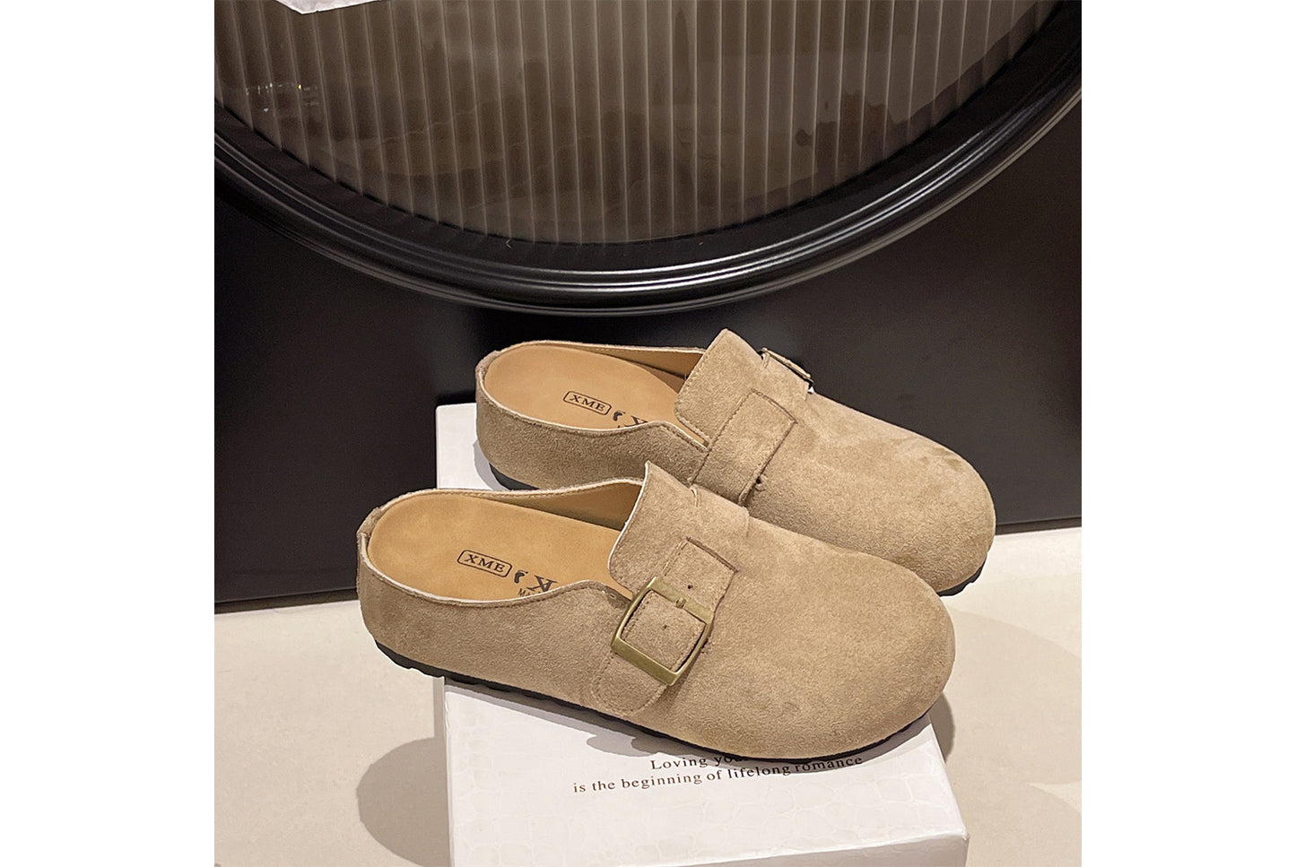 Matte Round-Toe Thick-Sole Birkenstock Slides