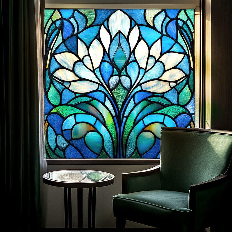 Colorful flower static glass sticker