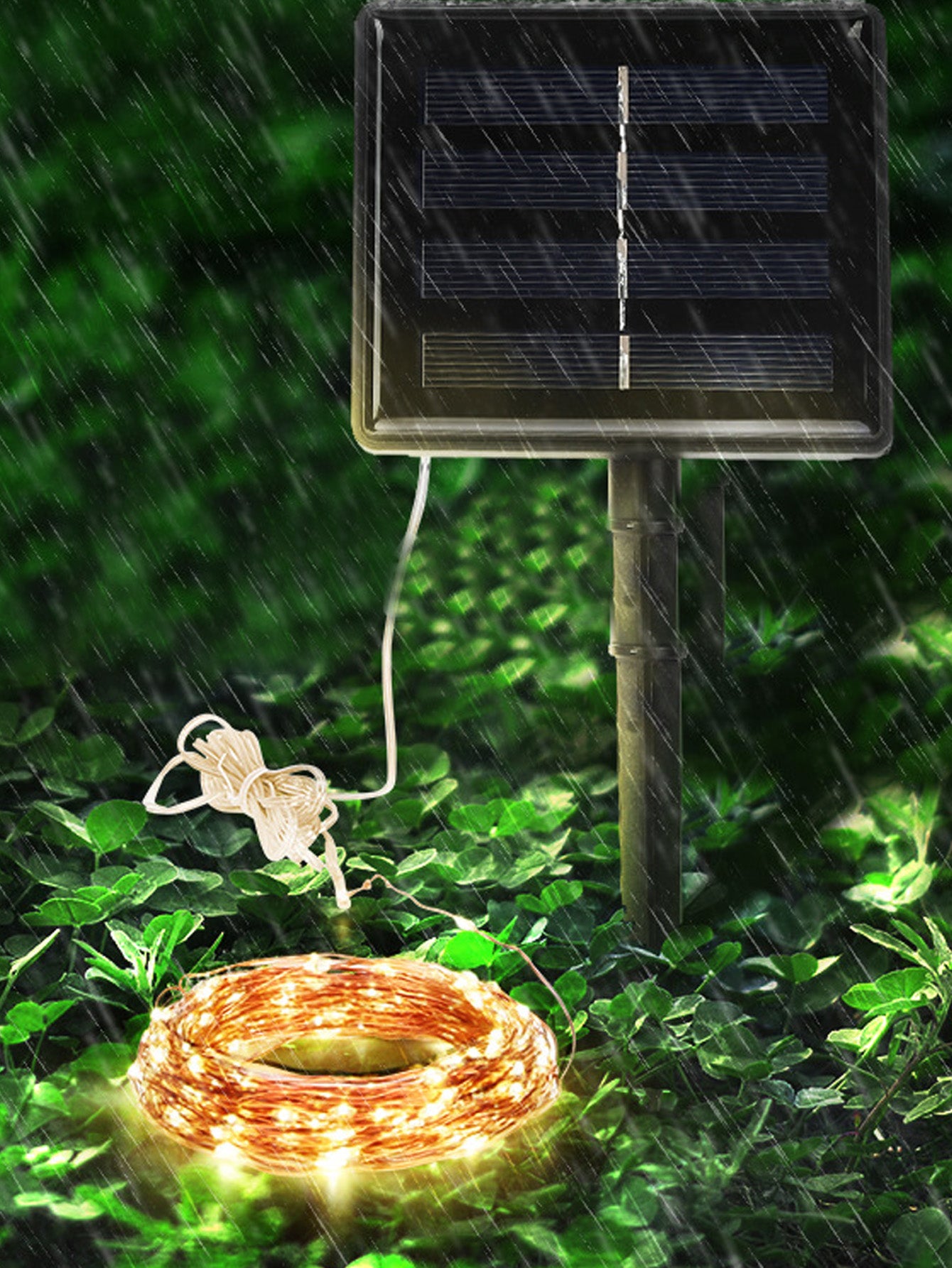 Solar remote control copper wire light string