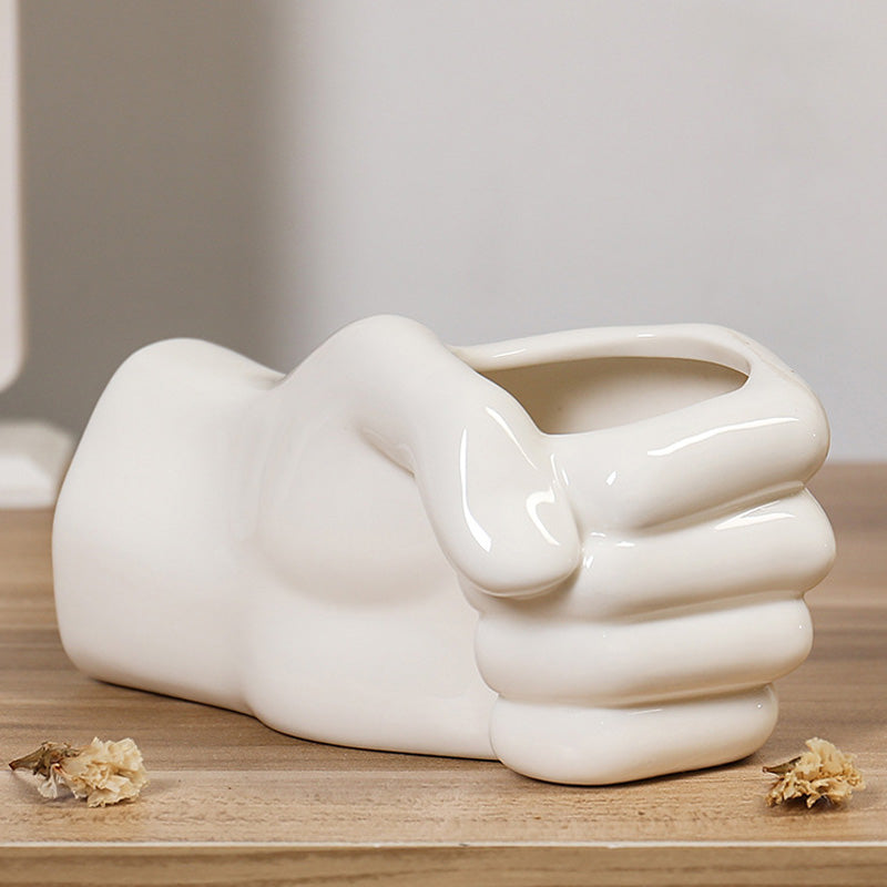 Modern simple ceramic hand shaped vase