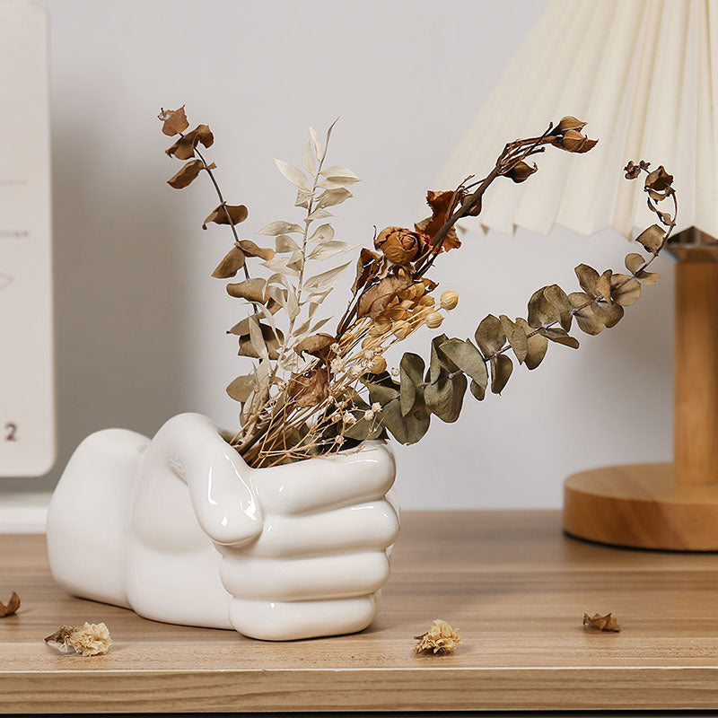 Modern simple ceramic hand shaped vase