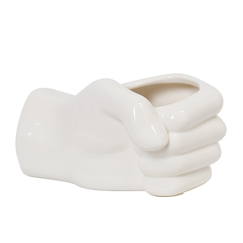Modern simple ceramic hand shaped vase