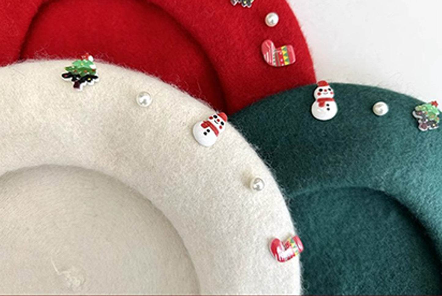 **Children's Christmas Wool Beret (Winter Painter's Hat)**