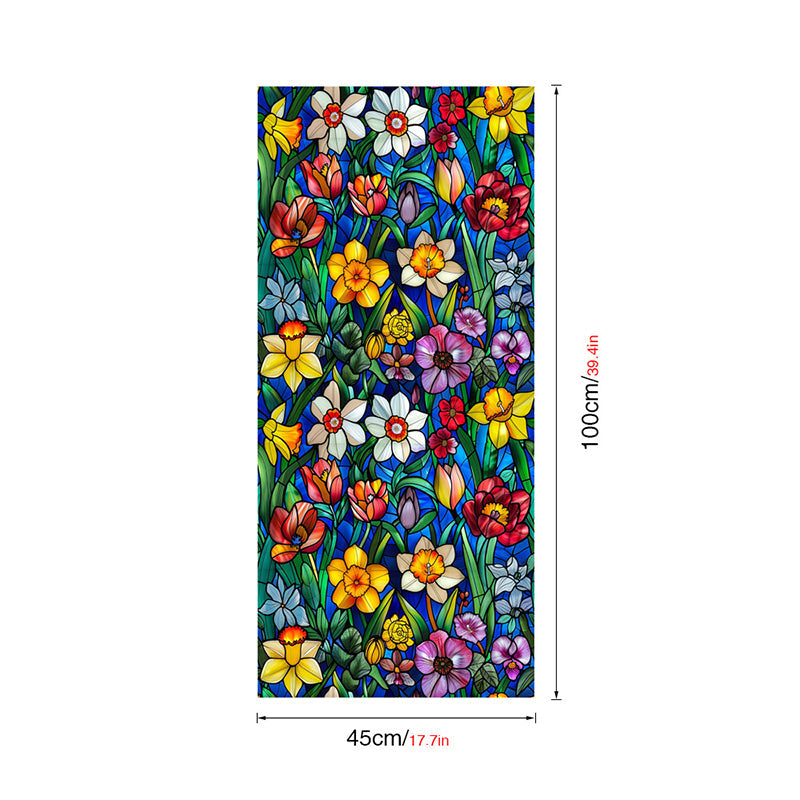 Double-sided colorful flower static glass sticker