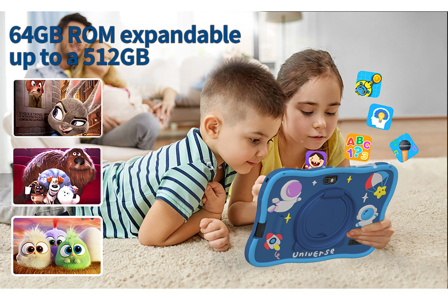 7-inch drop-resistant children's tablet for learning and entertainment