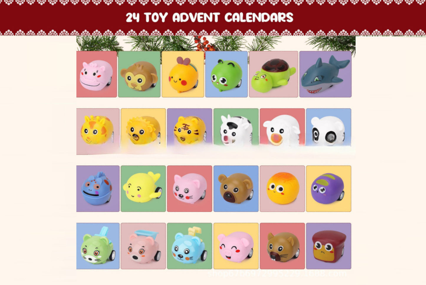 24-Day Christmas Countdown Pull Back Car Toy Blind Box Calendar