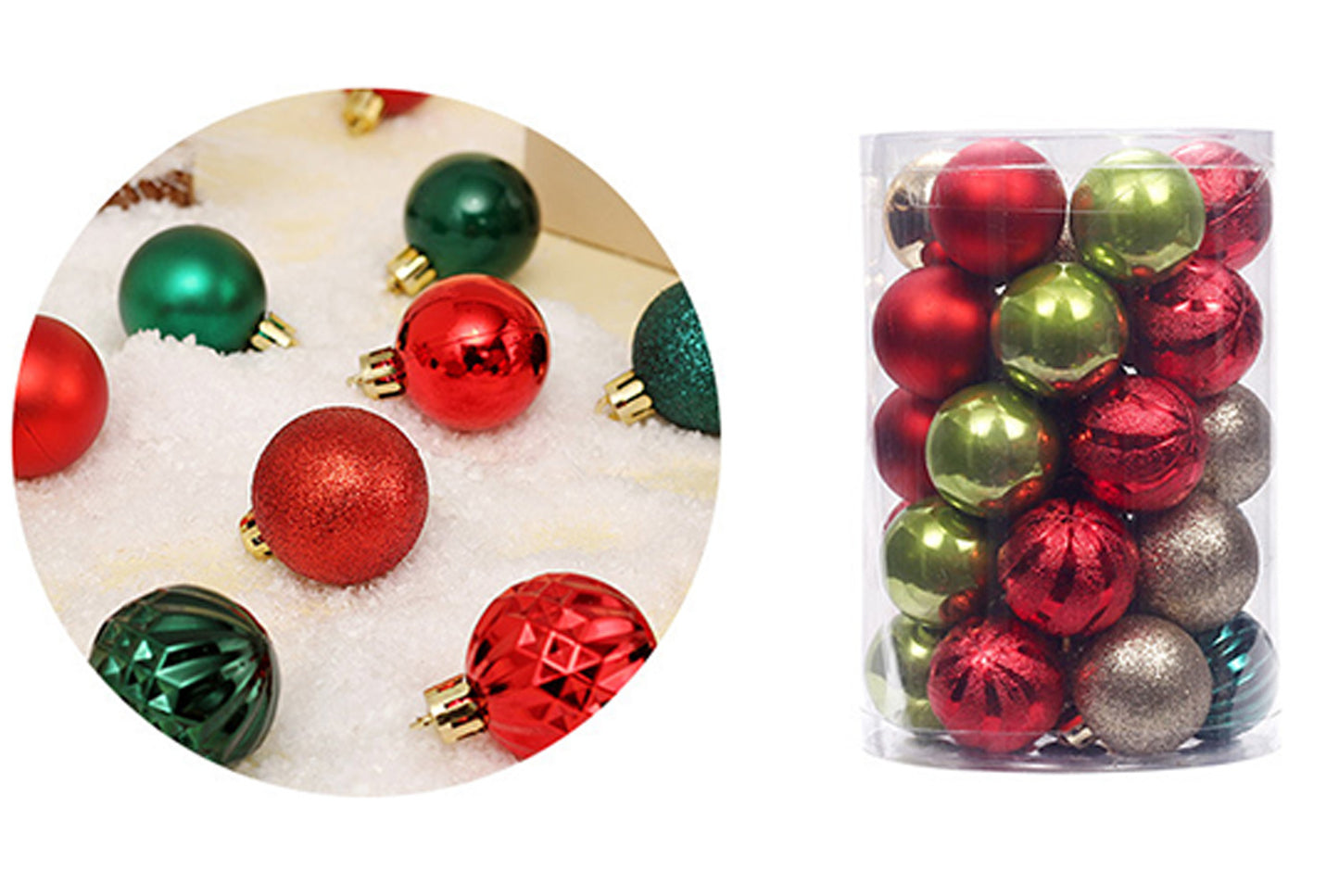 **4cm/34 pcs Tube of Special-Shaped Christmas Balls**