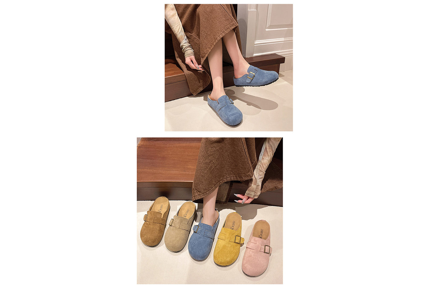 Matte Round-Toe Thick-Sole Birkenstock Slides