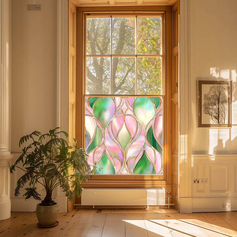 Colorful flower static glass sticker