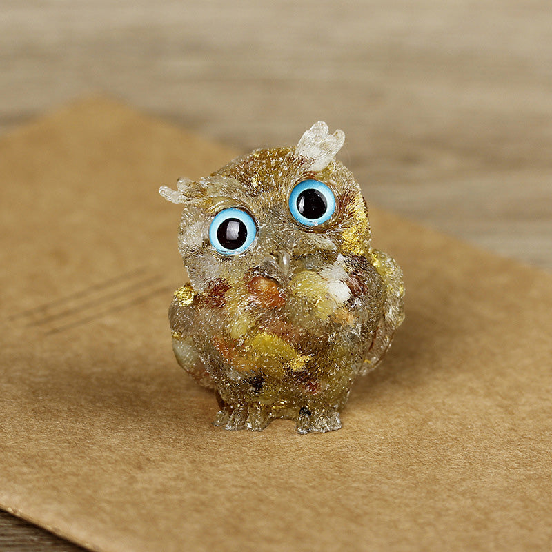 Natural crystal owl ornaments