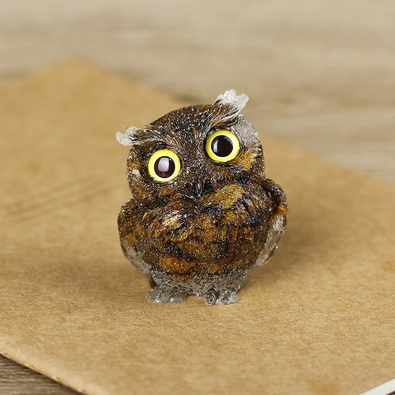 Natural crystal owl ornaments