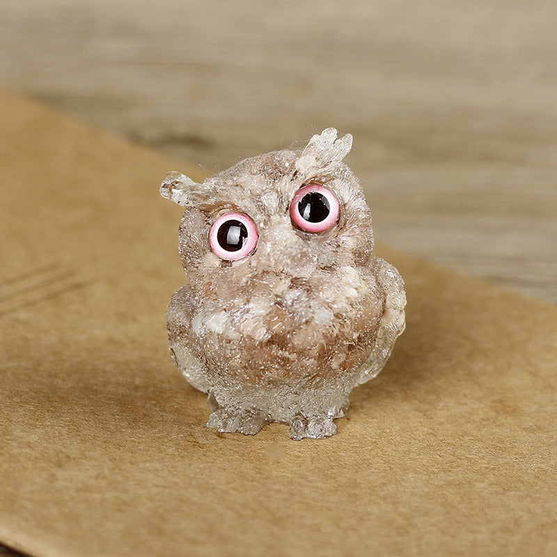 Natural crystal owl ornaments
