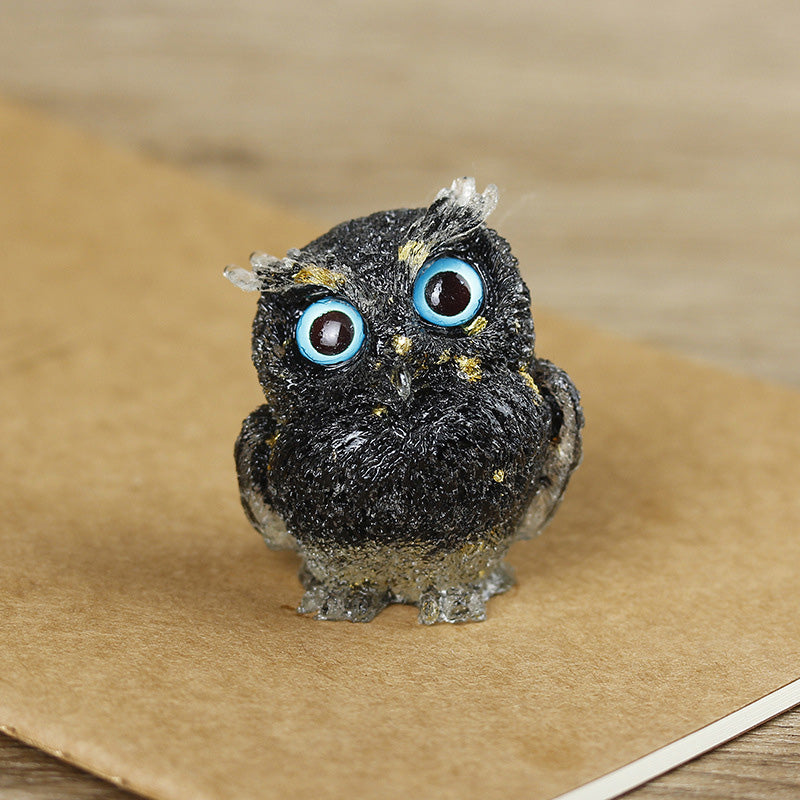 Natural crystal owl ornaments