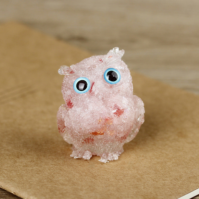 Natural crystal owl ornaments