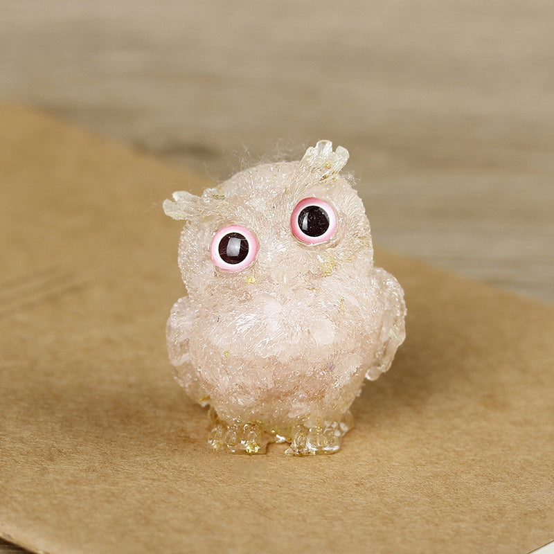Natural crystal owl ornaments
