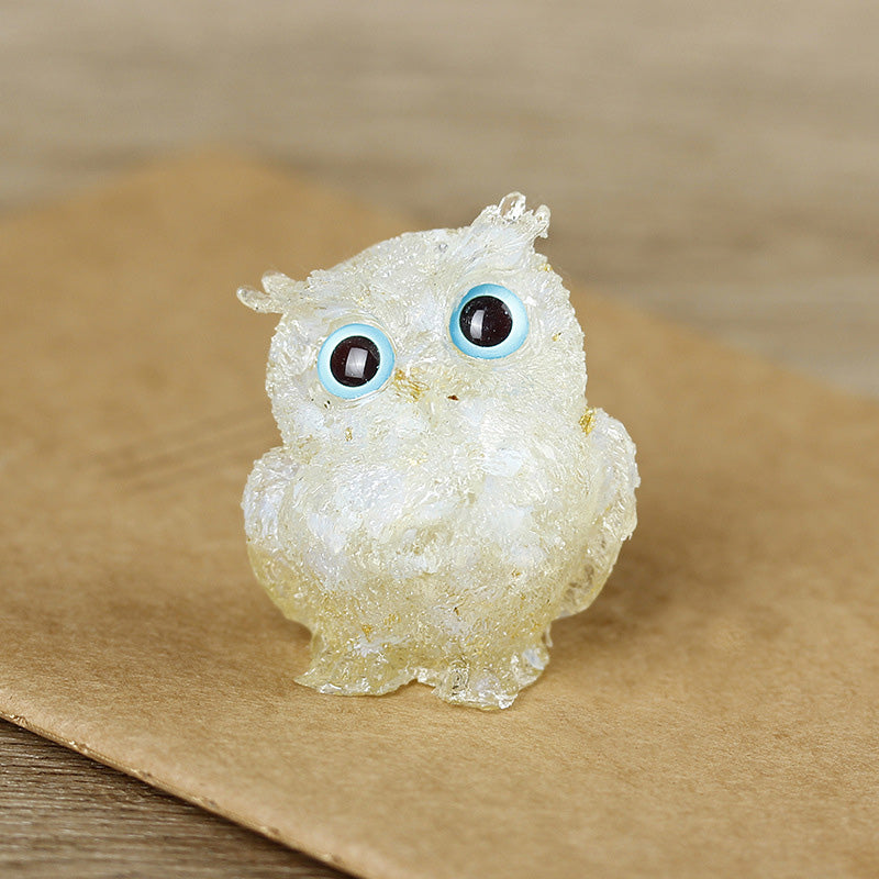 Natural crystal owl ornaments