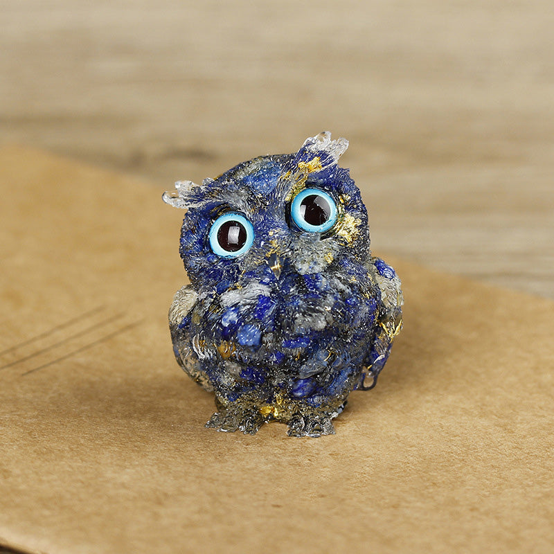 Natural crystal owl ornaments