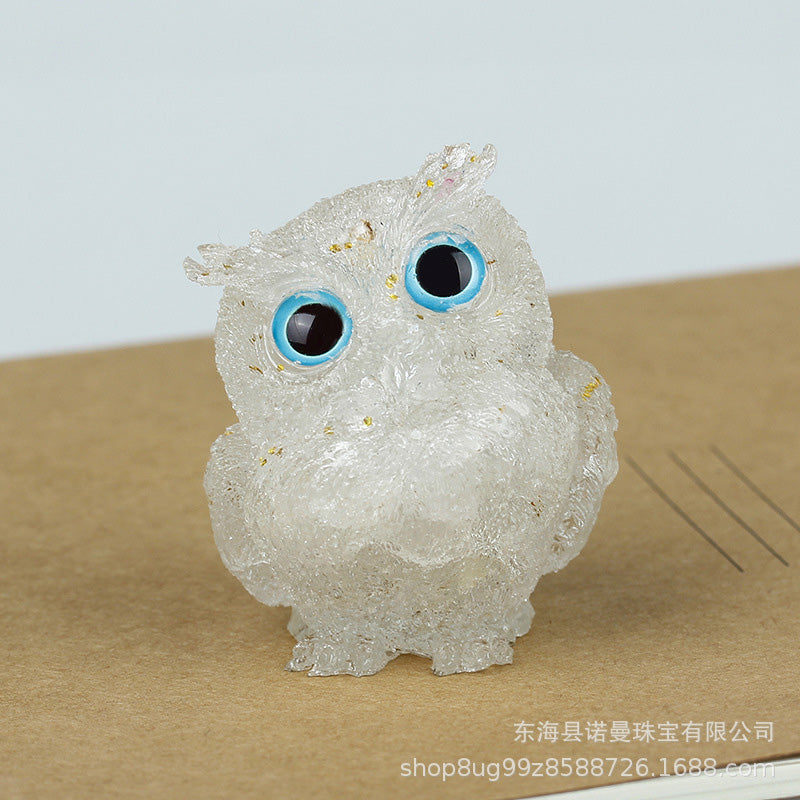 Natural crystal owl ornaments