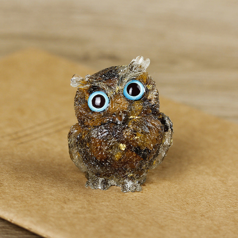 Natural crystal owl ornaments