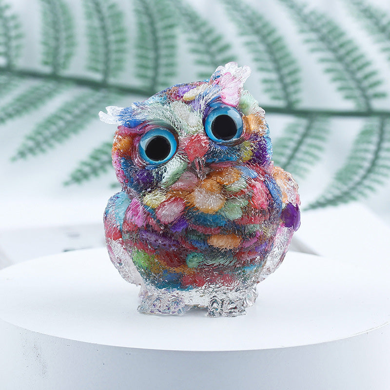 Natural crystal owl ornaments