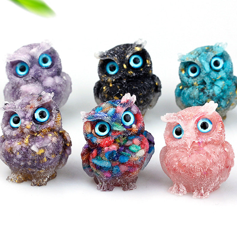 Natural crystal owl ornaments