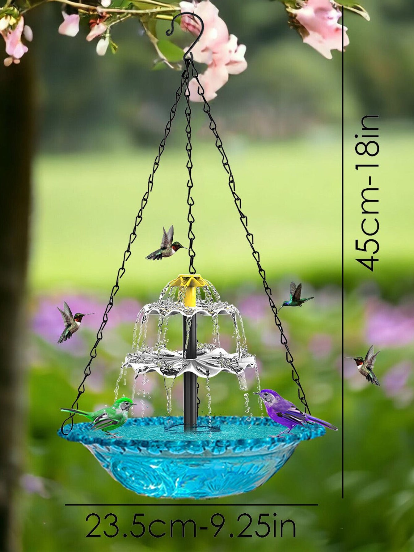 Solar Fountain Bird Bath Hanging