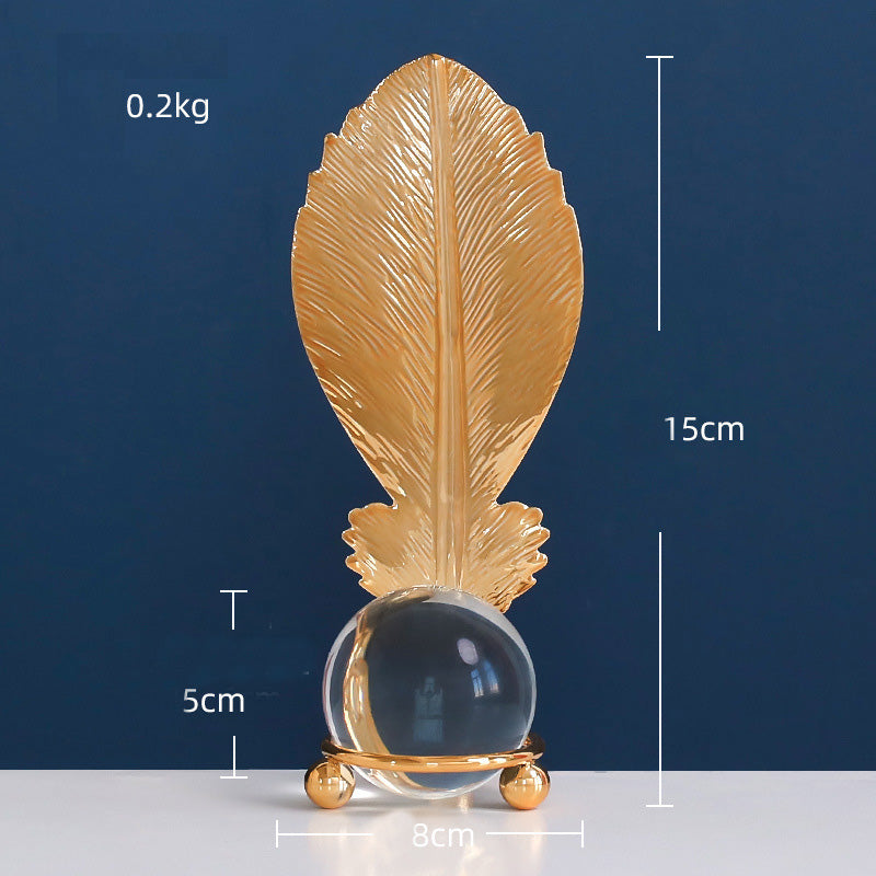 Wrought iron golden leaf crystal ball ornaments