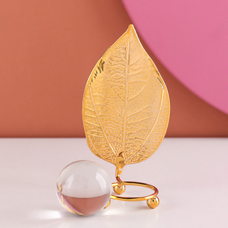 Wrought iron golden leaf crystal ball ornaments