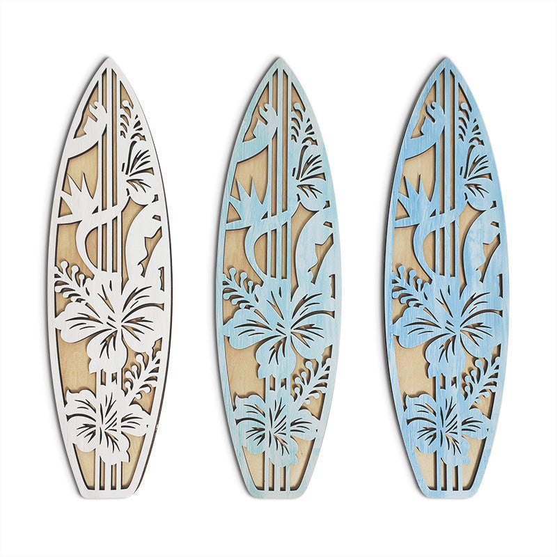 Summer surfboard wooden decorative pendant