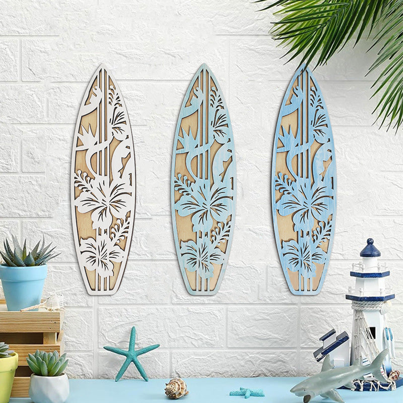 Summer surfboard wooden decorative pendant
