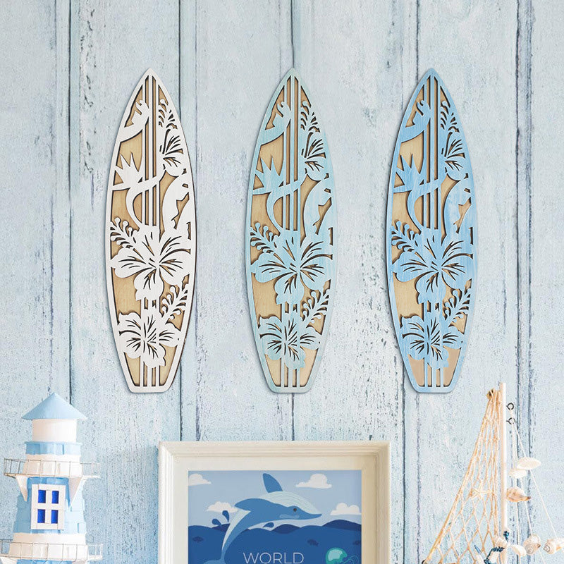 Summer surfboard wooden decorative pendant